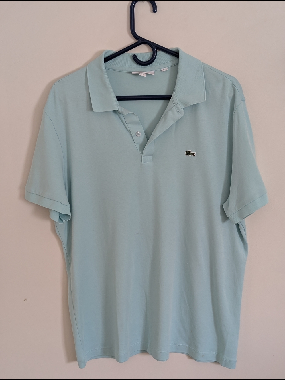 Lacoste Men's XL Blue Solid Polo Shirt Short Sleeve Regular Fit Collared Logo
